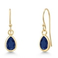 thumbnail image 1 of Gem Stone King 14K Yellow Gold Blue Sapphire Earrings for Women | 1.78 Cttw | Gemstone September Birthstone | Pear Shape 7X5MM, 1 of 6
