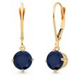 thumbnail image 1 of Gem Stone King 14K Yellow Gold Blue Sapphire Earrings for Women | 2.20 Cttw | Gemstone September Birthstone | Round 6MM, 1 of 6