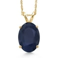 thumbnail image 1 of Gem Stone King 14K Yellow Gold Blue Sapphire Pendant Necklace for Women | 3.00 Cttw | Gemstone September Birthstone | Oval 10X8MM | Gold Necklace for Women | With 18 inch Chain, 1 of 6