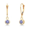 thumbnail image 1 of Gem Stone King 14K Yellow Gold Blue Tanzanite Earrings for Women | 0.60 Cttw | Gemstone December Birthstone | Round 4MM, 1 of 6