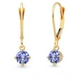 thumbnail image 1 of Gem Stone King 14K Yellow Gold Blue Tanzanite Earrings for Women | 0.76 Cttw | Gemstone December Birthstone | Round 4.5MM, 1 of 6