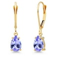 thumbnail image 1 of Gem Stone King 14K Yellow Gold Blue Tanzanite Earrings for Women | 1.32 Cttw | Gemstone December Birthstone | Pear Shape 7X5MM, 1 of 6
