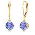 thumbnail image 1 of Gem Stone King 14K Yellow Gold Blue Tanzanite Earrings for Women | 1.80 Cttw | Gemstone December Birthstone | Round 6MM, 1 of 6