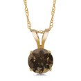 thumbnail image 1 of Gem Stone King 14K Yellow Gold Brown Smoky Quartz Pendant Necklace for Women (0.46 Cttw, Gemstone Birthstone, Round 5MM, with 18 inch Chain), 1 of 4