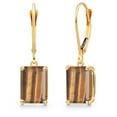 thumbnail image 1 of Gem Stone King 14K Yellow Gold Brown Tiger Eye Earrings for Women | 4.00 Cttw | Gemstone Birthstone | Emerald Cut 9X7MM, 1 of 6