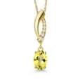 thumbnail image 1 of Gem Stone King 14K Yellow Gold Canary Mystic Topaz and Lab Grown Diamond Pendant Necklace for Women | 0.83 Cttw | Gemstone November Birthstone | Oval 7X5MM | With 18 inch Chain, 1 of 6