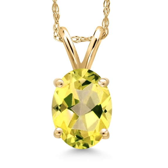 Gem Stone King 14K Yellow Gold Canary Mystic Topaz Pendant Necklace for Women | 1.56 Cttw | Gemstone November Birthstone | Oval 8X6MM | With 18 inch Chain