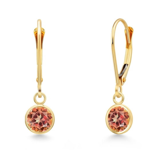 Gem Stone King 14K Yellow Gold Ecstasy Mystic Topaz Earrings for Women | 2.00 Cttw | Gemstone November Birthstone | Round 6MM