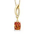 thumbnail image 1 of Gem Stone King 14K Yellow Gold Ecstasy Mystic Topaz and Lab Grown Diamond Pendant Necklace for Women | 1.03 Cttw | Gemstone November Birthstone | Cushion 7X5MM | With 18 inch Chain, 1 of 6