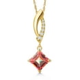 thumbnail image 1 of Gem Stone King 14K Yellow Gold Ecstasy Mystic Topaz and Lab Grown Diamond Pendant Necklace for Women | 1.23 Cttw | Gemstone November Birthstone | Princess 6MM | With 18 inch Chain, 1 of 6