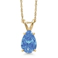 thumbnail image 1 of Gem Stone King 14K Yellow Gold Fancy Blue Zirconia Pendant Necklace for Women | 10.00 Cttw | Gemstone Birthstone | Pear Shape 9X6MM | With 18 inch Chain, 1 of 6