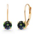 thumbnail image 1 of Gem Stone King 14K Yellow Gold Green Mystic Topaz Earrings for Women | 1.10 Cttw | Gemstone November Birthstone | Round 5MM, 1 of 6