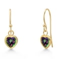 thumbnail image 1 of Gem Stone King 14K Yellow Gold Green Mystic Topaz Earrings for Women | 1.20 Cttw | Gemstone November Birthstone | Heart Shape 5MM, 1 of 6