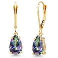 thumbnail image 1 of Gem Stone King 14K Yellow Gold Green Mystic Topaz Earrings for Women | 3.20 Cttw | Gemstone November Birthstone | Pear Shape 9X6MM, 1 of 6
