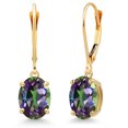 thumbnail image 1 of Gem Stone King 14K Yellow Gold Green Mystic Topaz Earrings for Women | 4.60 Cttw | Gemstone November Birthstone | Oval 9X7MM, 1 of 6