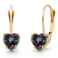 thumbnail image 1 of Gem Stone King 14K Yellow Gold Green Mystic Topaz Leverback Earrings for Women | 1.20 Cttw | Gemstone November Birthstone | Heart Shape 5MM, 1 of 6
