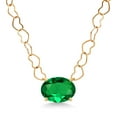 thumbnail image 1 of Gem Stone King 14K Yellow Gold Green Nano Emerald Necklace for Women | 1.50 Cttw | Gemstone May Birthstone | Oval 9X7MM | With 18 inch Chain, 1 of 6