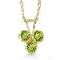 thumbnail image 1 of Gem Stone King 14K Yellow Gold Green Peridot 3-Stone Pendant Necklace for Women (0.36 Cttw, Gemstone August Birthstone, Round 3MM, 18 inch Chain), 1 of 4