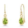 thumbnail image 1 of Gem Stone King 14K Yellow Gold Green Peridot Earrings for Women | 1.37 Cttw | Gemstone August Birthstone | Pear Shape 7X5MM, 1 of 6