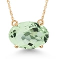 thumbnail image 1 of Gem Stone King 14K Yellow Gold Green Prasiolite Pendant Necklace | 3.17 Cttw | Gemstone Birthstone | Oval 11X9MM | Gold Necklace for Women | With 18 inch Gold Chain, 1 of 6