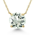 thumbnail image 1 of Gem Stone King 14K Yellow Gold Green Prasiolite Pendant Necklace for Women | 3.07 Cttw | Gemstone Birthstone | Round 10MM | With 18 inch Chain, 1 of 6