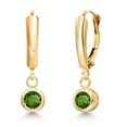 thumbnail image 1 of Gem Stone King 14K Yellow Gold Green Tourmaline Dangle Earrings for Women | 0.50 Cttw | Gemstone October Birthstone | Round 4MM, 1 of 6