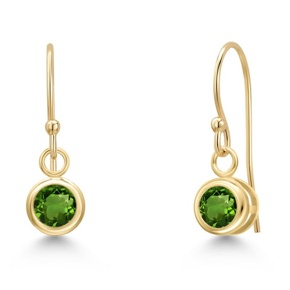 Gem Stone King 14K Yellow Gold Green Tourmaline Earrings for Women | 0.50 Cttw | Gemstone October Birthstone | Round 4MM
