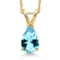 thumbnail image 1 of Gem Stone King 14K Yellow Gold Ice Blue Topaz Pendant Necklace for Women | 1.00 Cttw | Gemstone November Birthstone | Pear Shape 8X5MM | With 18 inch Chain, 1 of 6