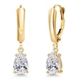 thumbnail image 1 of Gem Stone King 14K Yellow Gold Lab Grown Diamond Dangle Earrings for Women | 1.04 Cttw | Gemstone April Birthstone | DEF Color | VVS-VS Clarity | Pear Shape 7X5MM, 1 of 6