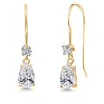 thumbnail image 1 of Gem Stone King 14K Yellow Gold Lab Grown Diamond Earrings for Women | 0.84 Cttw | Gemstone April Birthstone | F-G Color | VS2-SI1 Clarity | Pear Shape 6X4MM, 1 of 6