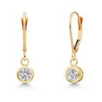 Gem Stone King 14K Yellow Gold Lab Grown Diamond Earrings for Women | 0.54 Cttw | Gemstone April Birthstone | Round 4MM
