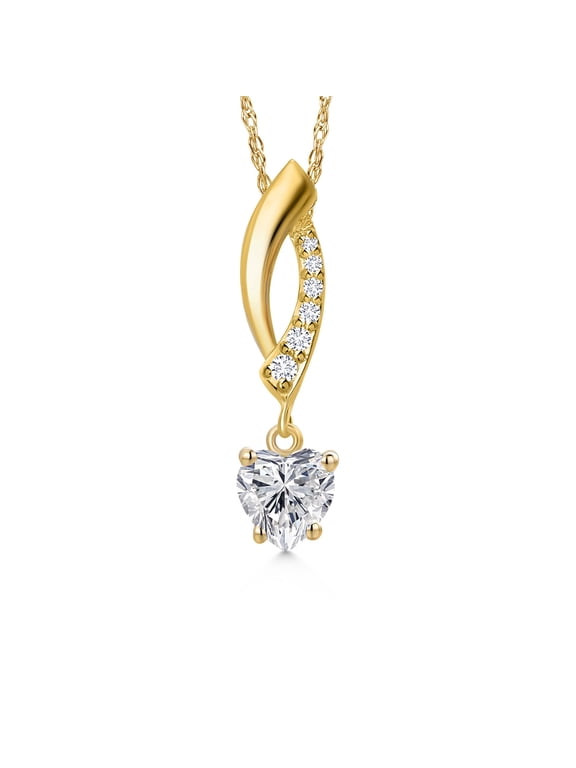 14K Yellow Gold Lab Grown Diamond Pendant Necklace for Women | 0.47 Cttw | Gemstone April Birthstone | Heart Shape 5MM | With 18 inch Chain