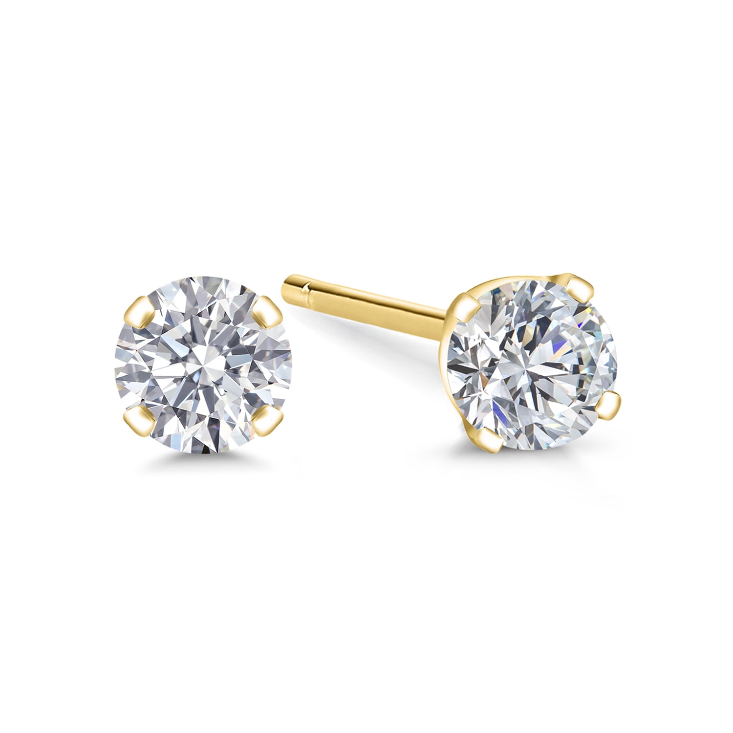 Gem Stone King 14K Yellow Gold Lab Grown Diamond Stud Earrings for Women Men (0.20 Cttw, E-F Color, VS1-VS2 Clarity)