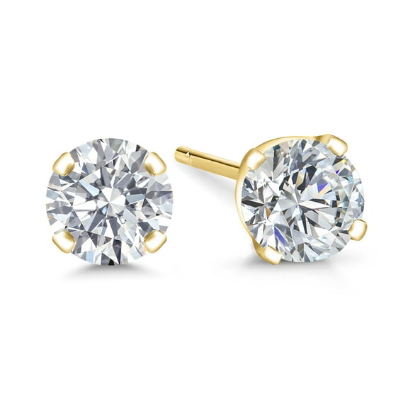 Gem Stone King 14K Yellow Gold Lab Grown Diamond Stud Earrings for Women Men (0.60 Cttw, E-F Color, VS1-VS2 Clarity)