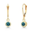 thumbnail image 1 of Gem Stone King 14K Yellow Gold London Blue Topaz Earrings for Women | 0.66 Cttw | Gemstone November Birthstone | Round 4MM, 1 of 6