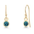thumbnail image 1 of Gem Stone King 14K Yellow Gold London Blue Topaz Earrings for Women | 0.66 Cttw | Gemstone November Birthstone | Round 4MM, 1 of 6