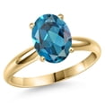 thumbnail image 1 of Gem Stone King 14K Yellow Gold London Blue Topaz Engagement Ring for Women | 4.20 Cttw | Oval 11X9MM | Gemstone November Birthstone | Size 9, 1 of 6