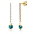 thumbnail image 1 of Gem Stone King 14K Yellow Gold London Blue Topaz and Lab Grown Diamond Earrings for Women | 1.46 Cttw | Gemstone November Birthstone | Heart Shape 5MM, 1 of 6