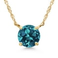 thumbnail image 1 of Gem Stone King 14K Yellow Gold London Blue Topaz Pendant Necklace for Women | 1.33 Cttw | Gemstone November Birthstone | Round 6.5MM | With 18 inch 14K Gold Chain, 1 of 6