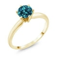 thumbnail image 1 of Gem Stone King 14K Yellow Gold London Blue Topaz Solitaire Engagement 6-Prong Ring | 0.75 Cttw | Gemstone Birthstone | Wedding Anniversary Promise Gold Ring for Women | Available 5,6,7,8,9, 1 of 6