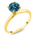 thumbnail image 1 of Gem Stone King 14K Yellow Gold London Blue Topaz Solitaire Engagement Ring for Women (1.33 Cttw, Gemstone November Birthstone, Round 6.5MM, Size 5), 1 of 4