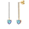 thumbnail image 1 of Gem Stone King 14K Yellow Gold Mercury Mist Mystic Topaz and Lab Grown Diamond Dangle Earrings for Women | 2.36 Cttw | Gemstone November Birthstone | Heart Shape 6MM, 1 of 6