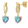 thumbnail image 1 of Gem Stone King 14K Yellow Gold Mercury Mist Mystic Topaz and Lab Grown Diamond Earrings for Women | 2.05 Cttw | Gemstone November Birthstone | Heart Shape 6MM, 1 of 6