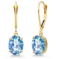 thumbnail image 1 of Gem Stone King 14K Yellow Gold Millennium Blue Mystic Quartz Earrings for Women | 3.60 Cttw | Gemstone Birthstone | Oval 9X7MM, 1 of 6