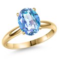 thumbnail image 1 of Gem Stone King 14K Yellow Gold Millennium Blue Mystic Quartz Engagement Ring for Women | 3.60 Cttw | Oval 11X9MM | Gemstone Birthstone | Size 5, 1 of 6