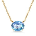 thumbnail image 1 of Gem Stone King 14K Yellow Gold Millennium Blue Mystic Quartz Pendant Necklace for Women | 1.80 Cttw | Gemstone Birthstone | Oval 9X7MM | With 18 inch Chain, 1 of 6