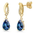 thumbnail image 1 of Gem Stone King 14K Yellow Gold Neptune Mystic Topaz and Lab Grown Diamond Earrings for Women | 2.05 Cttw | Gemstone November Birthstone | Pear Shape 8X5MM, 1 of 6