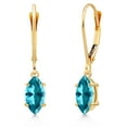 thumbnail image 1 of Gem Stone King 14K Yellow Gold Paraiba Topaz Earrings for Women | 1.20 Cttw | Gemstone November Birthstone | Marquise 8X4MM, 1 of 6