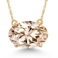 thumbnail image 1 of Gem Stone King 14K Yellow Gold Peach Morganite Pendant Necklace | 3.20 Cttw | Gemstone October Birthstone | Oval 11X9MM | Gold Necklace for Women | With 18 inch Gold Chain, 1 of 6