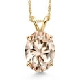 thumbnail image 1 of Gem Stone King 14K Yellow Gold Peach Morganite Pendant Necklace for Women | 2.00 Cttw | Gemstone October Birthstone | Oval 10X8MM | With 18 inch Chain, 1 of 6